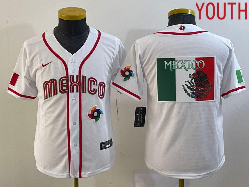 Youth 2023 World Cub Mexico Blank White Nike MLB Jersey->youth mlb jersey->Youth Jersey